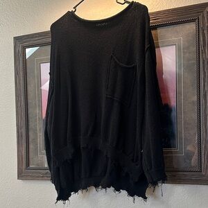 Black Distressed Women's Sweater